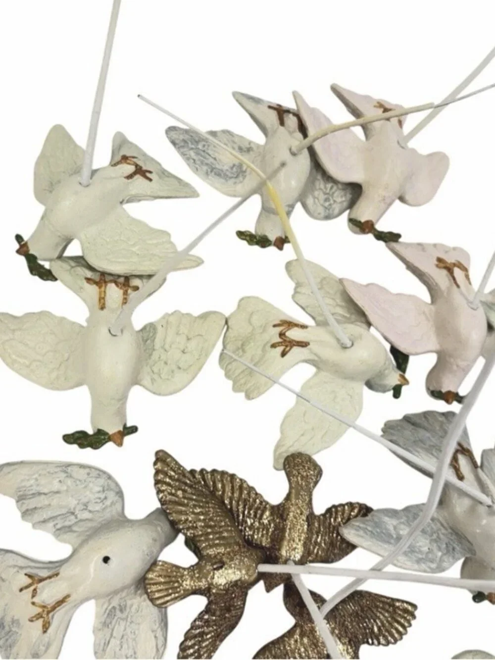 Vintage Peace Dove Bird Ornament Lot Of 15 Christmas Tree Holiday
